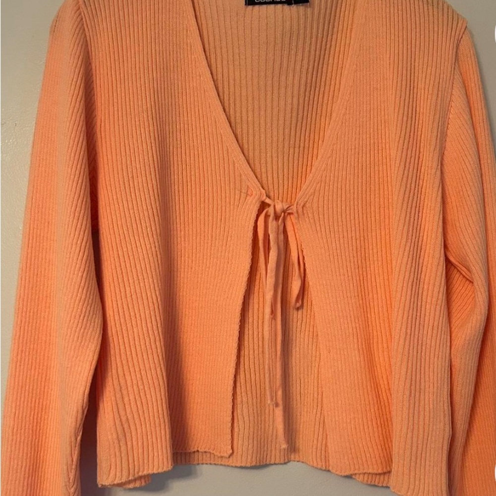 Tie Up Ribbed Salmon Pink Cardigan
Size Small

Worn once